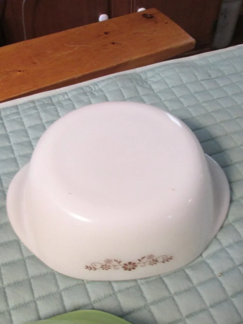 vtg Py-rex-o serving ovenware milkglass brown floral bowl